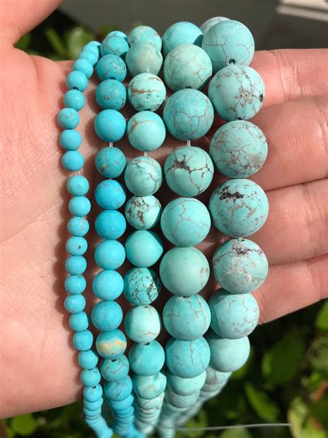 Turquoise Beads Matte Blue Round Natural Gemstone Beads Sold By