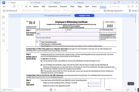 Irs Form W 4 Follow The Instructions To Fill It