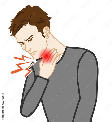 Sore Throat Physical Disease Image Clip Art Adults Men Stock 벡터