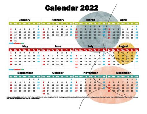 Free Printable 2022 Calendar With Holidays Premium Template 2661