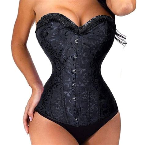 women sexy push up shapewear overbust corset bustier brocade corsets waist cincher shaper top