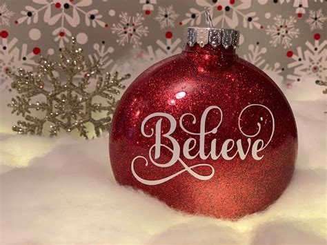 Believe Christmas Glitter Ornament Shatterproof Holiday Etsy