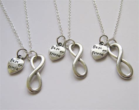 Bff Necklaces For 3 Infinity And Heart Best Friend Etsy In 2021 Friend Necklaces Best