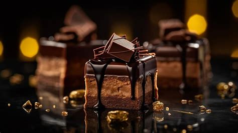 Premium AI Image Close Up Of Delicious Dark Chocolate Dessert