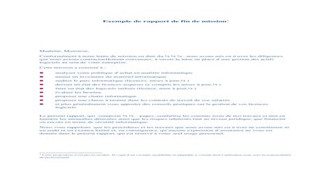 Exemple Rapport Fin Mission Doc Document