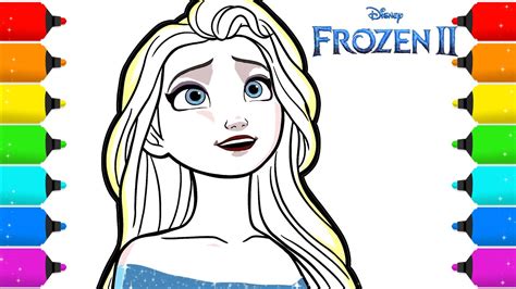 Frozen 2 Elsa With Hair Down Coloring And Drawing Youtube Bluey