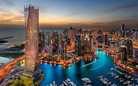 2k Night Uae Buildings Dubai Skyscrapers Hd Hd Wallpaper