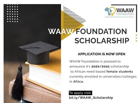 Kuok foundation berhad invites applications for the following scholarships / awards from malaysian citizens applying for or currently pursuing full time undergraduate studies in the academic year 2020/21. WAAW Foundation Scholarship 2020/2021 for African Female ...