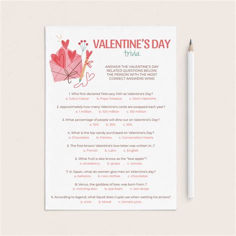 Valentines Trivia Games Printable Valentines Day Quiz With Answers