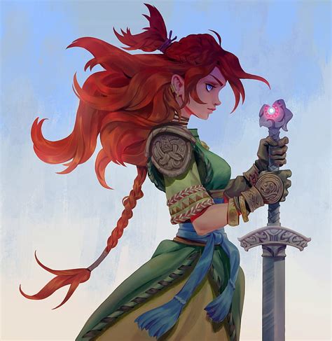 X Px P Free Download Fantasy Art Warrior Fantasy Girl Blue Eyes Redhead Sword