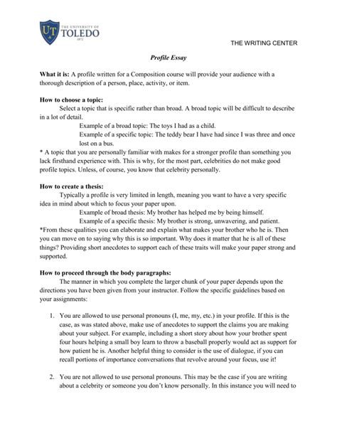 Questions To Ask For A Profile Essay How To Write A Profile Essay