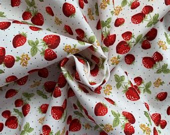 Strawberry fabric | Etsy | Patchwork fabric, Fabric, First sewing projects