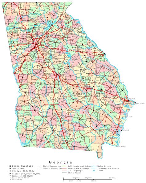 Georgia Map Showing Counties And Cities Gloria Fernandina