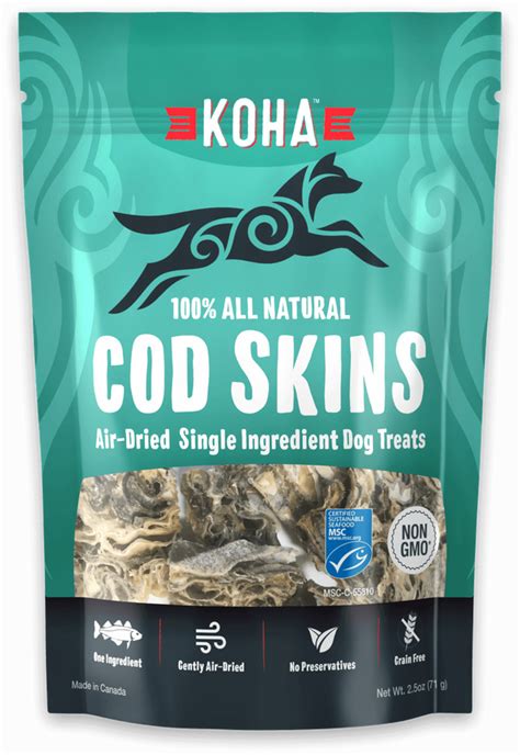 Koha Air Dried Cod Skins Dog Treats 25oz Wooftownca