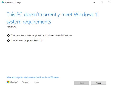 Windows 11 Upgrade This Pc Doesnt Currently Meet Windows 11 System Requirements The Tech