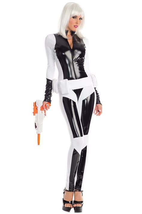 Be Wicked Galactic Trooper Star Wars Black And White Catsuit Costume