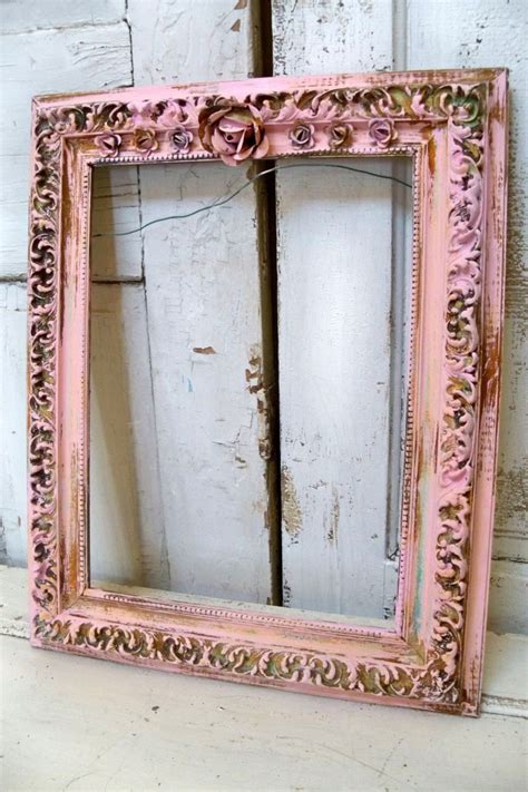 Pink Distressed Frame Large Wood Gesso Hand Painted Rusted Etsy
