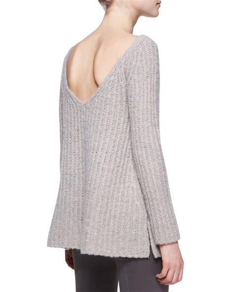 Donna Karan Long Sleeve V Neck Sweater