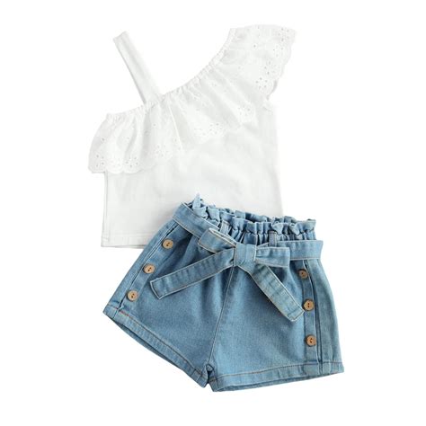 Citgeett Summer Kids Toddler Girls 2pcs Outfits Strap One Shoulder