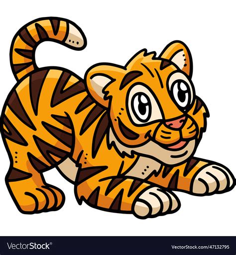 Baby Tiger Cartoon Colored Clipart Royalty Free Vector Image