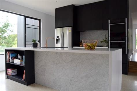 It provides support under the taps to help stop stainless sinks flexing. Gina's home: Kitchen room reveal, black joinery and marble ...