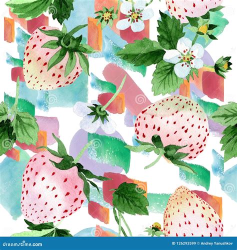 White Strawberry Fruit In A Watercolor Style Seamless Background