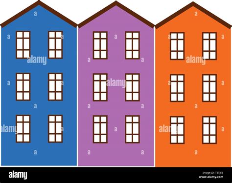 Brightly Painted Apartment Buildings Vector Or Color Illustration Stock