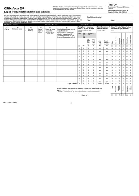 Osha 300 Forms Printable Printable Forms Free Online