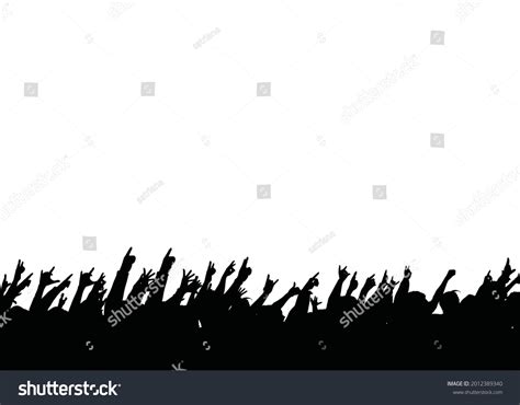Crowd Cheer People Silhouette Applauding Audience Stock Vector Royalty
