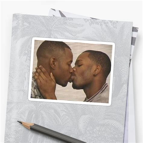 Two Black Men Kissing Meme Sticker By Jridge98 Redbubble