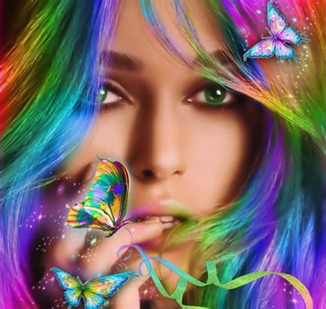 Hair Beautiful Butterflies Girl Colorful Wallpapers Hd Desktop