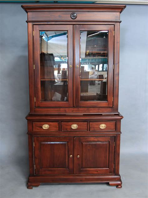 Mahogany Wood Display Cabinet With Cupboard And Drawers Turendav