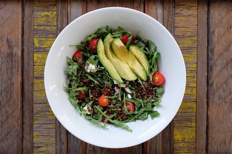 Lentil and couscous salad with arugula. Lentil Salad with Avocado & Arugula - Half Cup Habit
