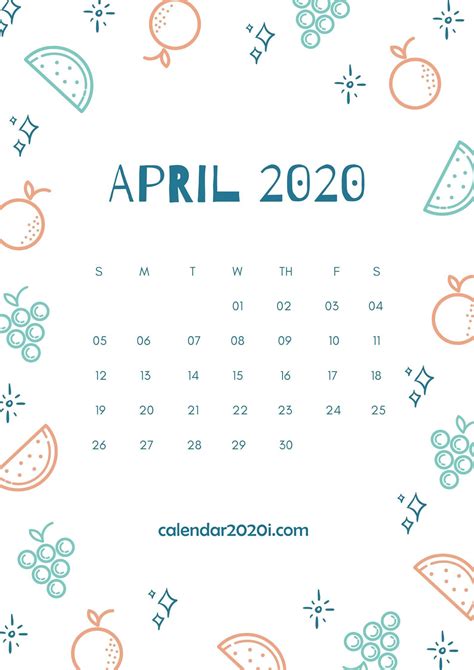 Free Download April 2020 Wall Calendar Printable Calendar Wallpaper