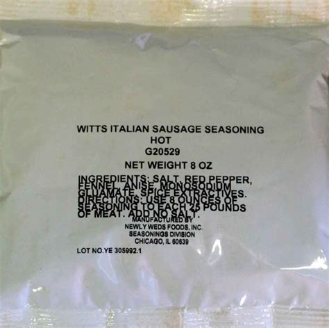 Witts Hot Italian Sausage Seasoning Ask The Meatcutter
