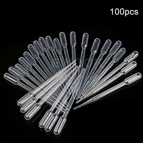 100 Pcs Durable Use 3ml Disposable Plastic Eyedroppers Pipette Eye