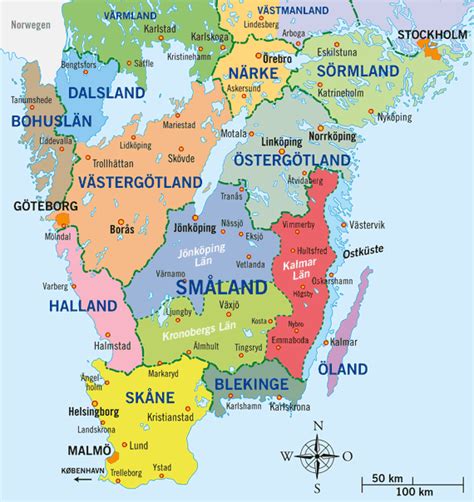 Alle karten werden in einer pappröhre (97 x 5 x 5 cm) verschickt. Karte Regionen Schweden | hanzeontwerpfabriek