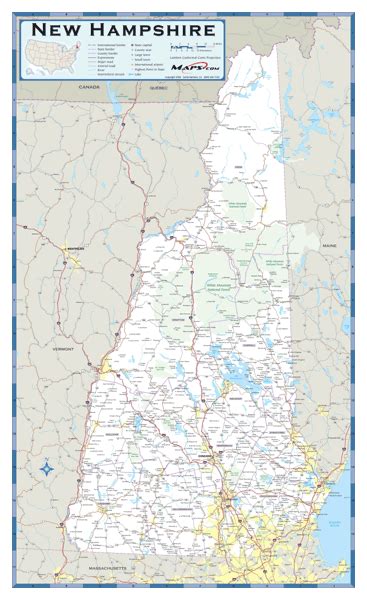 New Hampshire County Highway Wall Map By