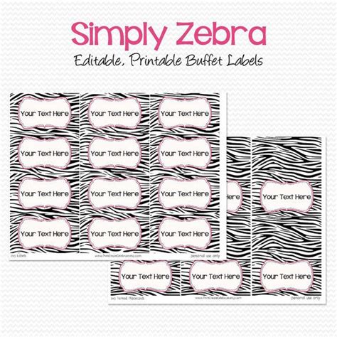 Candy Buffet Labels Tent Cards Pink And Zebra Print Birthday Party