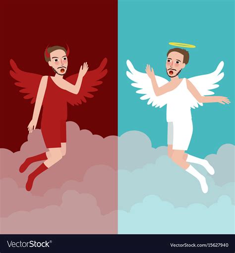 Angel And Evil Character Represents Good And Bad Vector Image