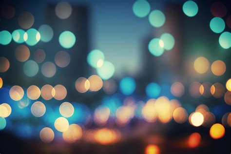 City Blurring Lights Abstract Circular Bokeh On Blue Generative Ai