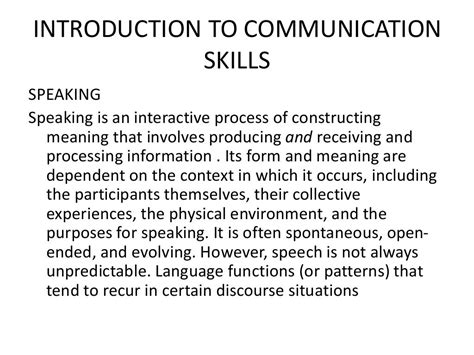 Introduction To Communication Skills