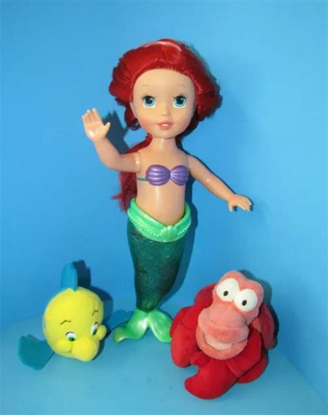 disney s the little mermaid 2008 ariel doll vtg sebastian and flounder plush l k 39 99 picclick