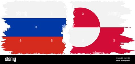 Greenland And Russia Grunge Flags Connection Vector Stock Vector Image