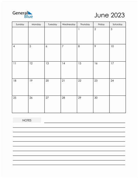 June 2023 Monthly Calendar Pdf Word Excel