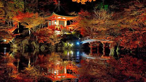 Hd Wallpaper Temples Daigo Ji Fall Japanese Garden Pagoda Pond
