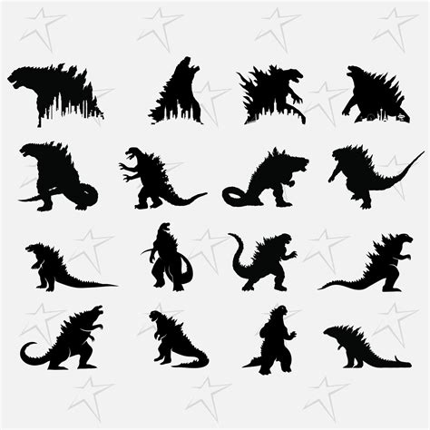 Godzilla Silhouette Svg Png Dxf Instant Download Files For Etsy
