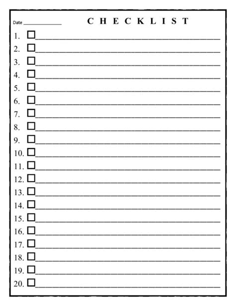 Checklist Template In Word