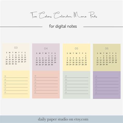Digital Calendar Memo Pads Digital Sticker Digital Calendar Memo Pad