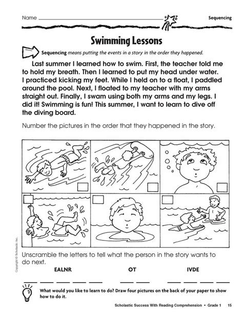 Pin By Adriana Faria On Worksheets Swim Lessons Sequencing Worksheets Story Sequencing